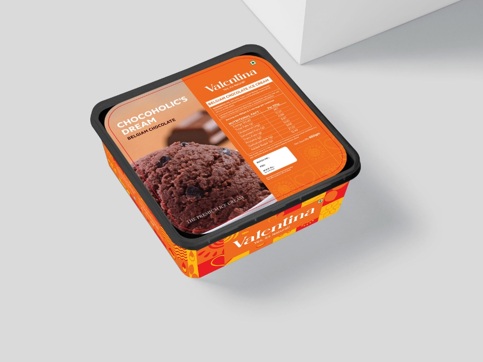 Valentina Ice cream box packaging design