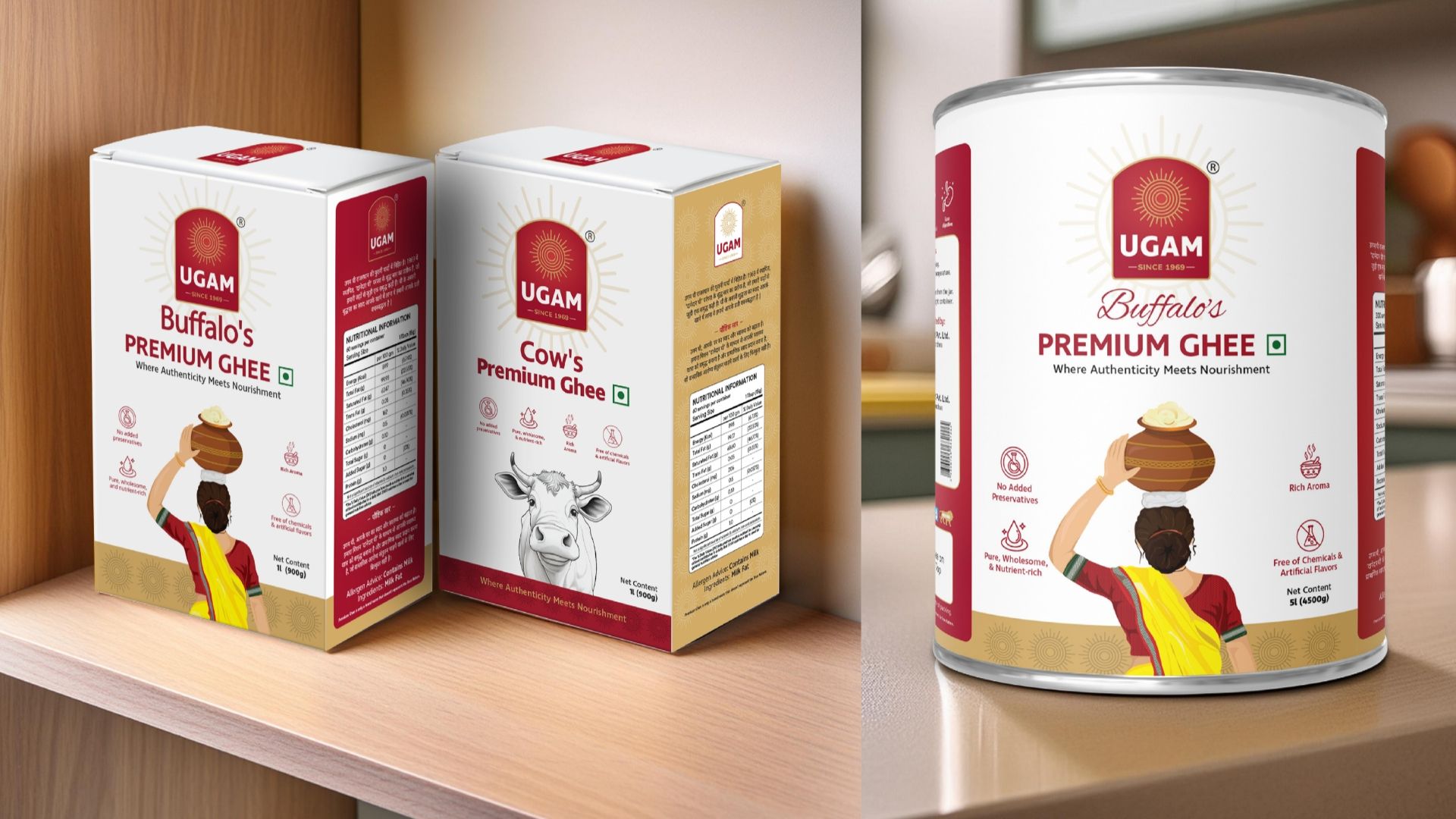 Ugam Ghee Product Packaging