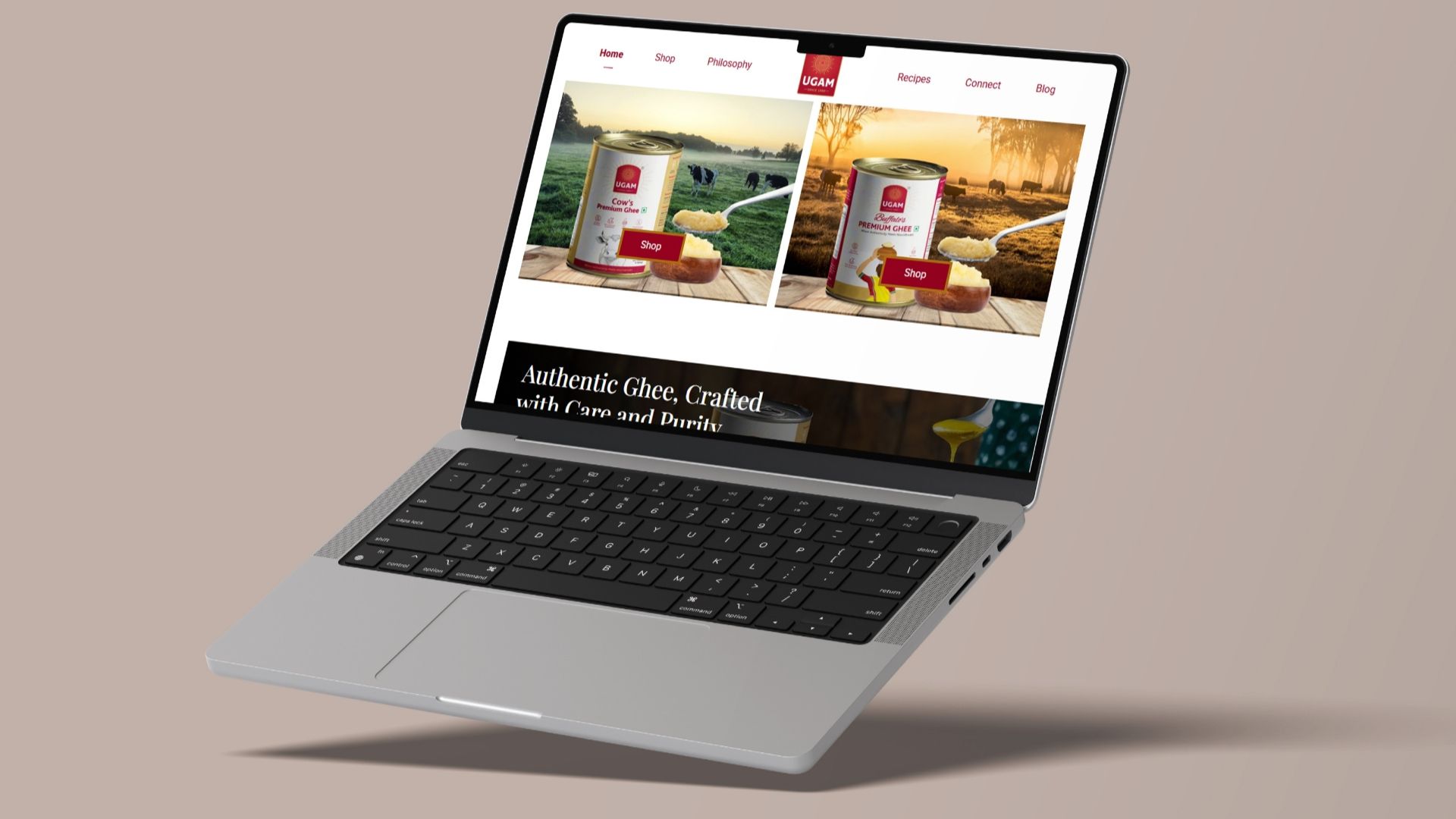 Ugam Ghee Website Mockup