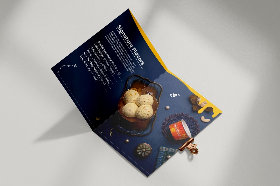 Valentina Ice cream | Menu design